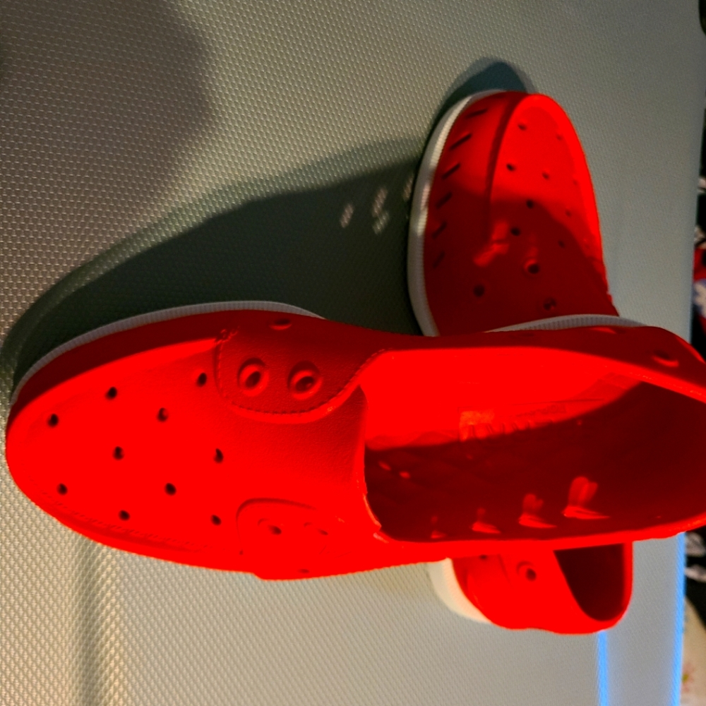 Red Sperry top sider waterproof shoes